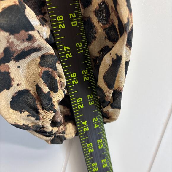 Womens Boho Feminine Leopard Print Chiffon Lacey Hem Maxi Dress Size M Mob Wife - Picture 6 of 12